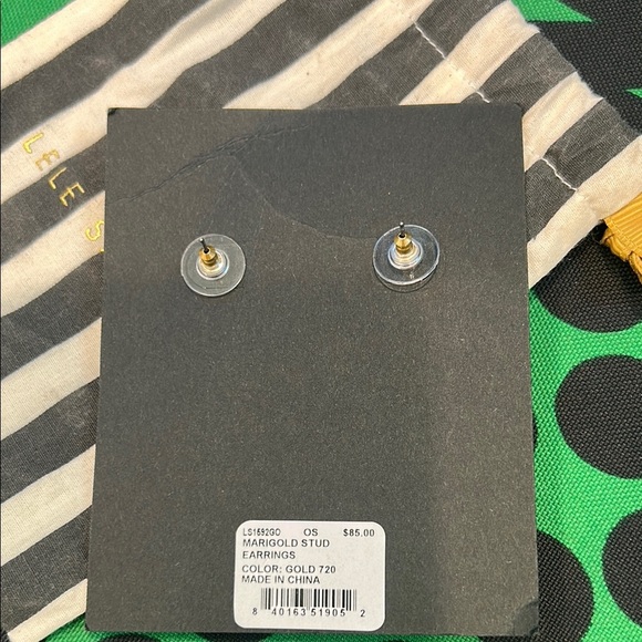 Revolve x Lele Sadoughi Marigold Floral Stud Earrings color gold new w/ dust bag - Picture 3 of 5